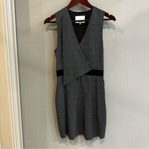 3.1 Phillip Lim black and white line silk sleeveless dress with pockets
